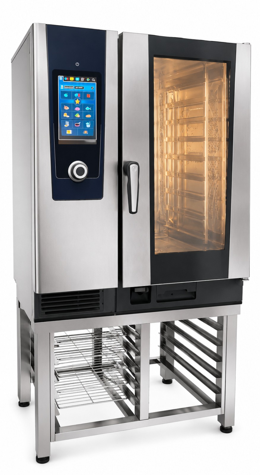 Forno combinado industrial de piso com painel touch screen para cozinhas profissionais